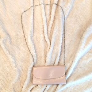 Halogen Blush Pastel Pink Clutch with Silver Detachable Chain